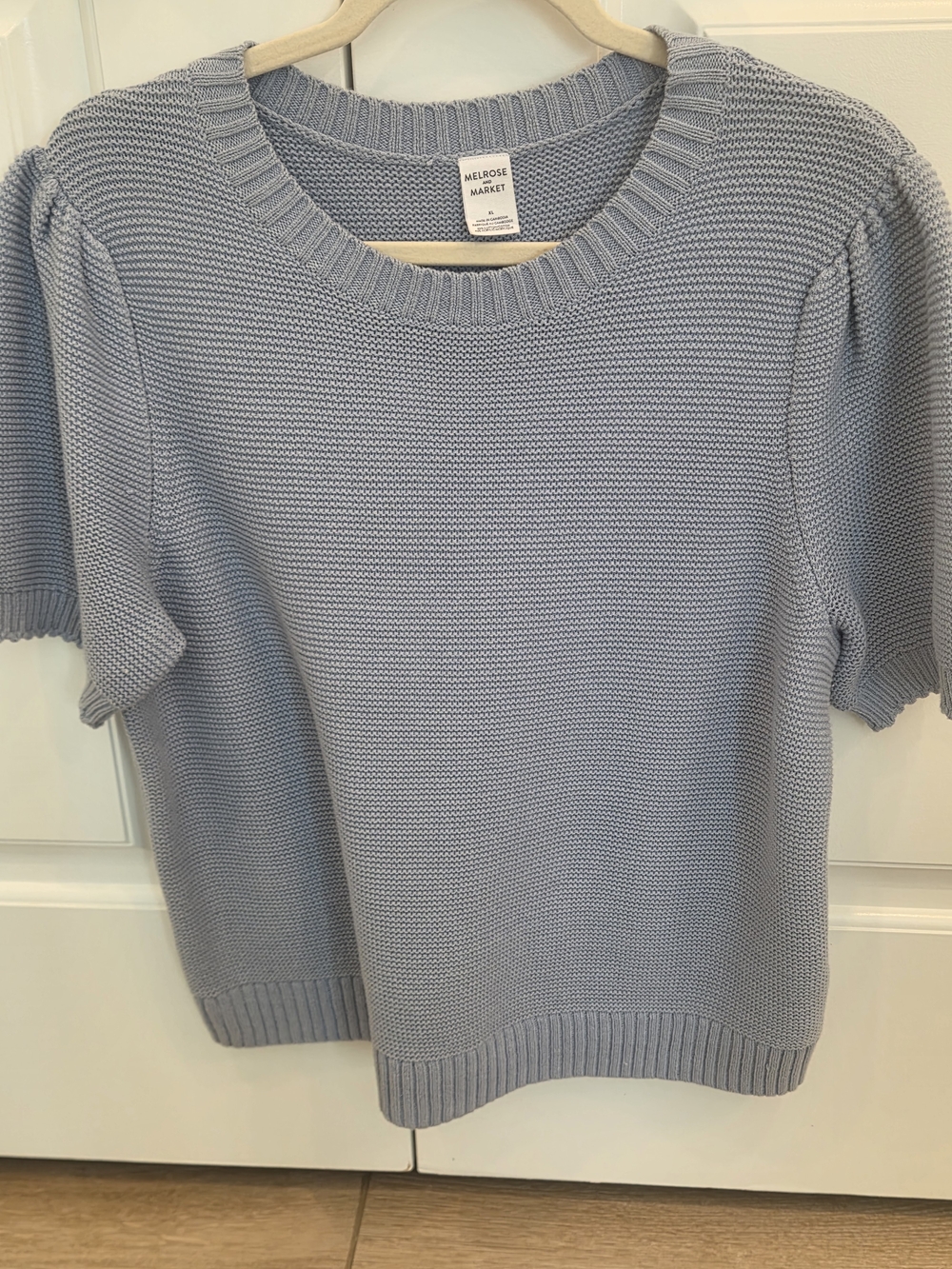 Nordstrom Light Blue Short-Sleeve Knit Crewneck Sweater